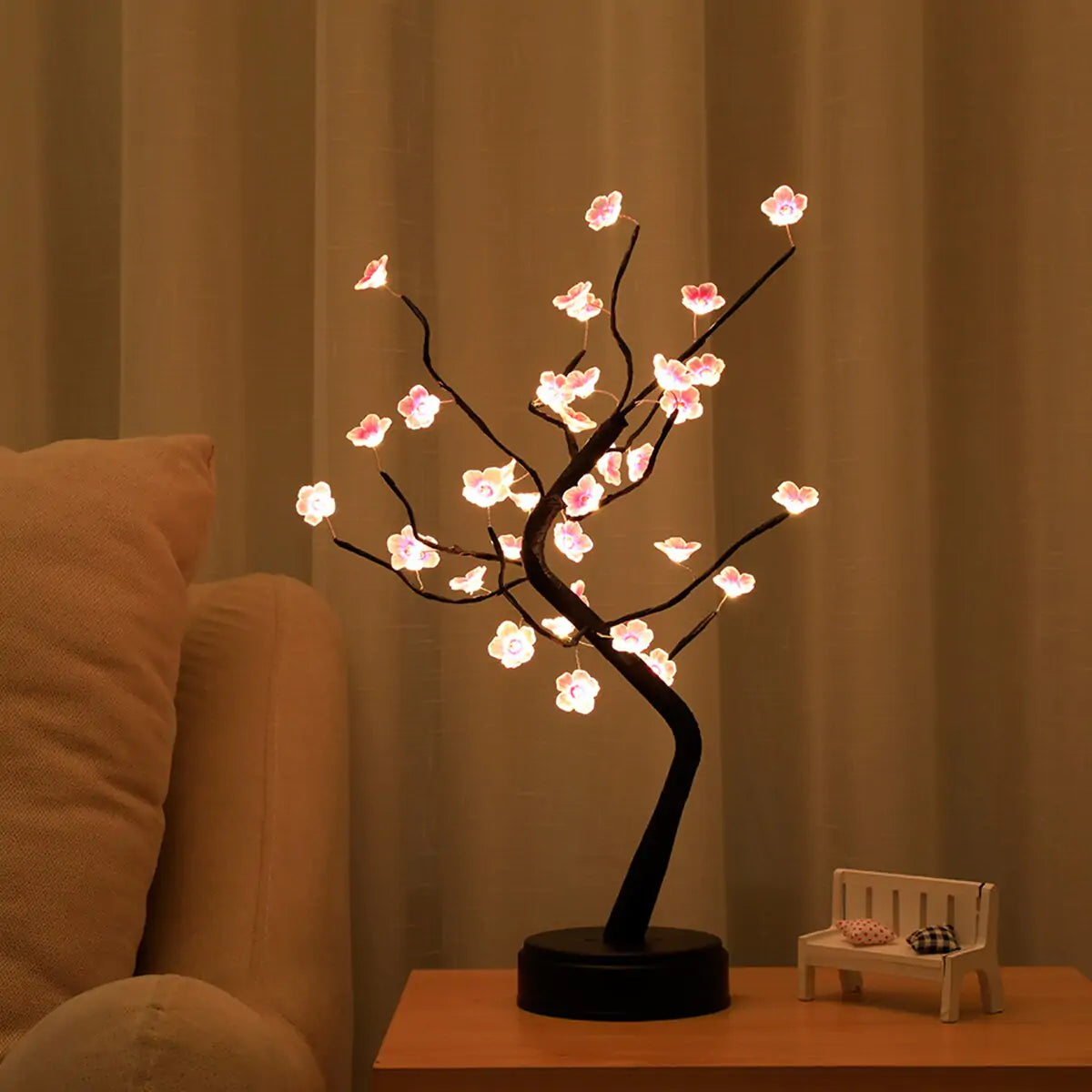 Cherry Blossom Bonsai Tree Lamp – LED Decorative Tree for Cozy Home & Bedroom Ambiance